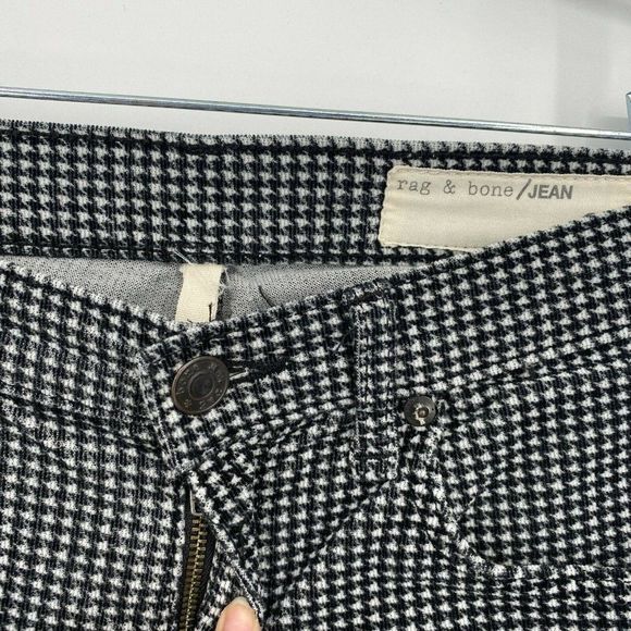 Rag & Bone Mini Houndstooth Skinny Velvet Pants Size 25 Low Rise Stretch Multi - Picture 5 of 12